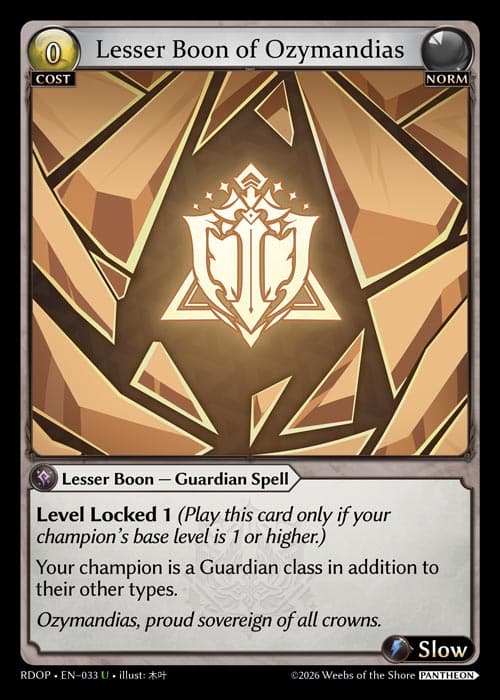 Lesser Boon of Ozymandias
