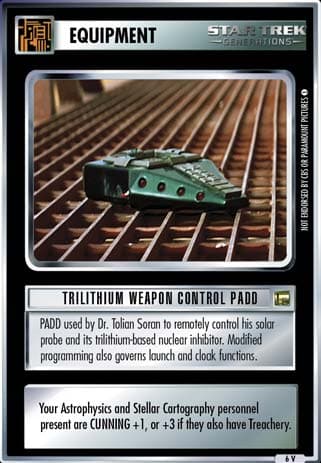 Trilithium Weapon Control PADD