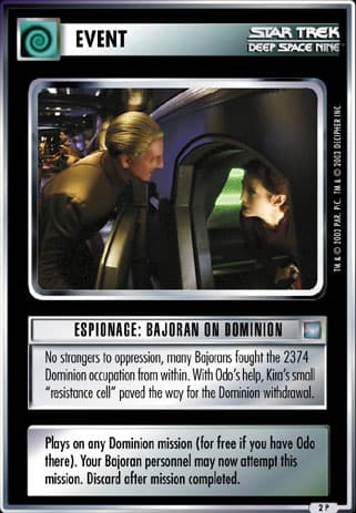 Espionage: Bajoran on Dominion