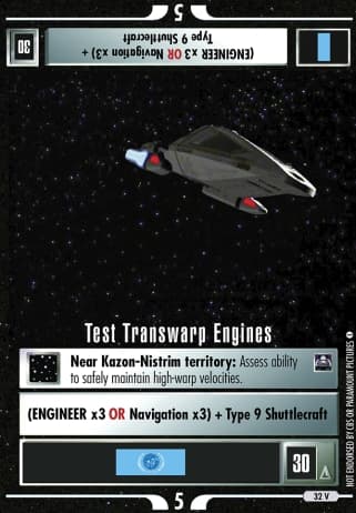 Test Transwarp Engines