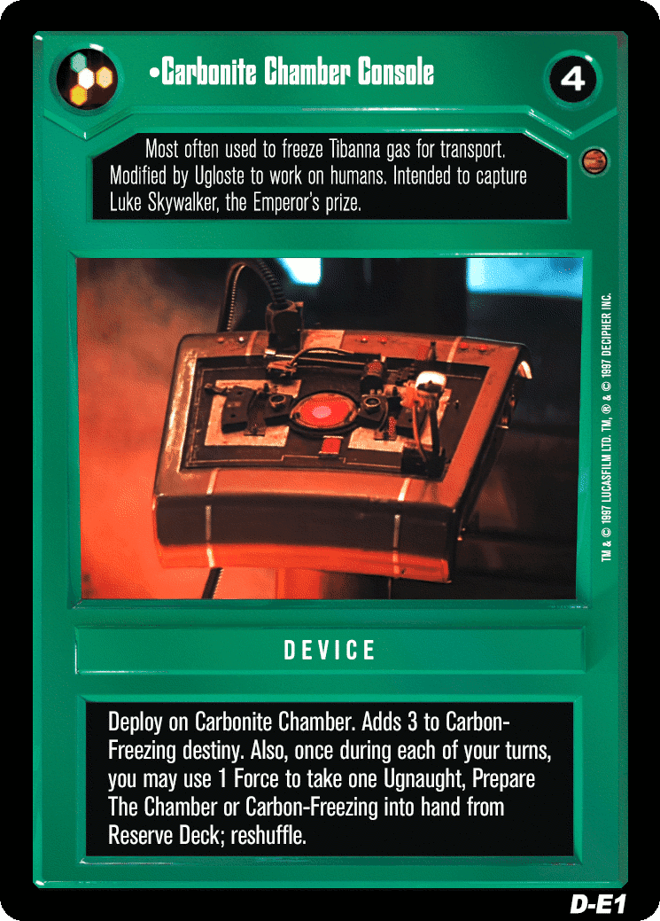 •Carbonite Chamber Console