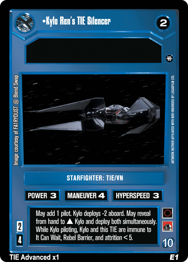 •Kylo Ren's TIE Silencer