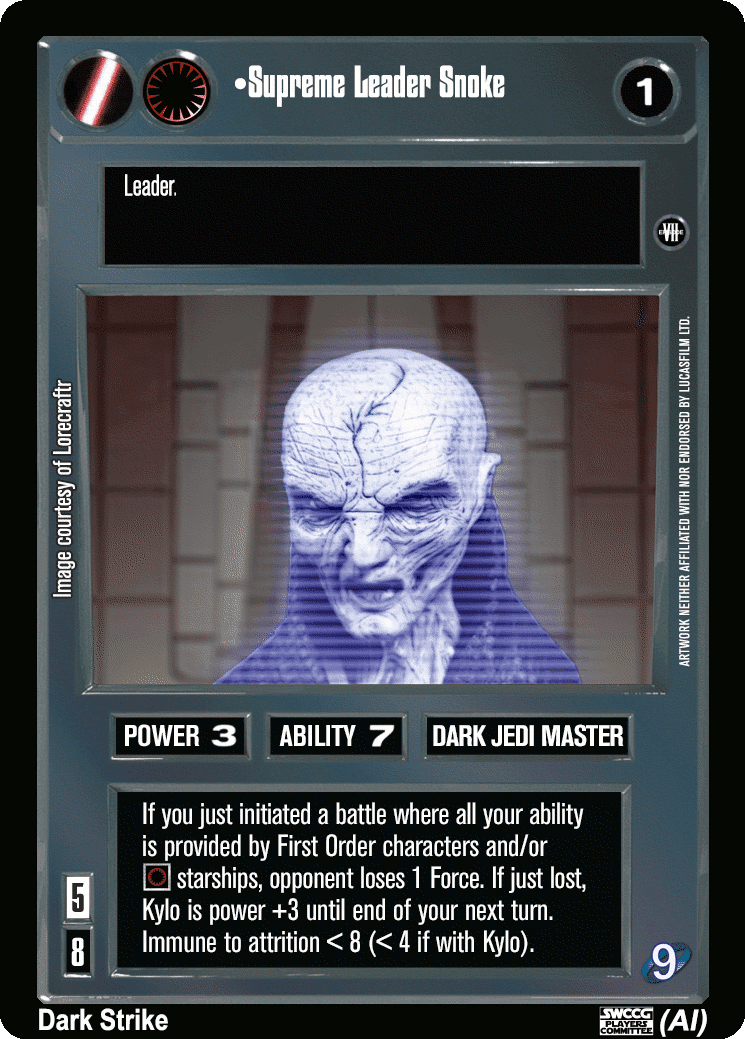 •Supreme Leader Snoke (Holo AI)