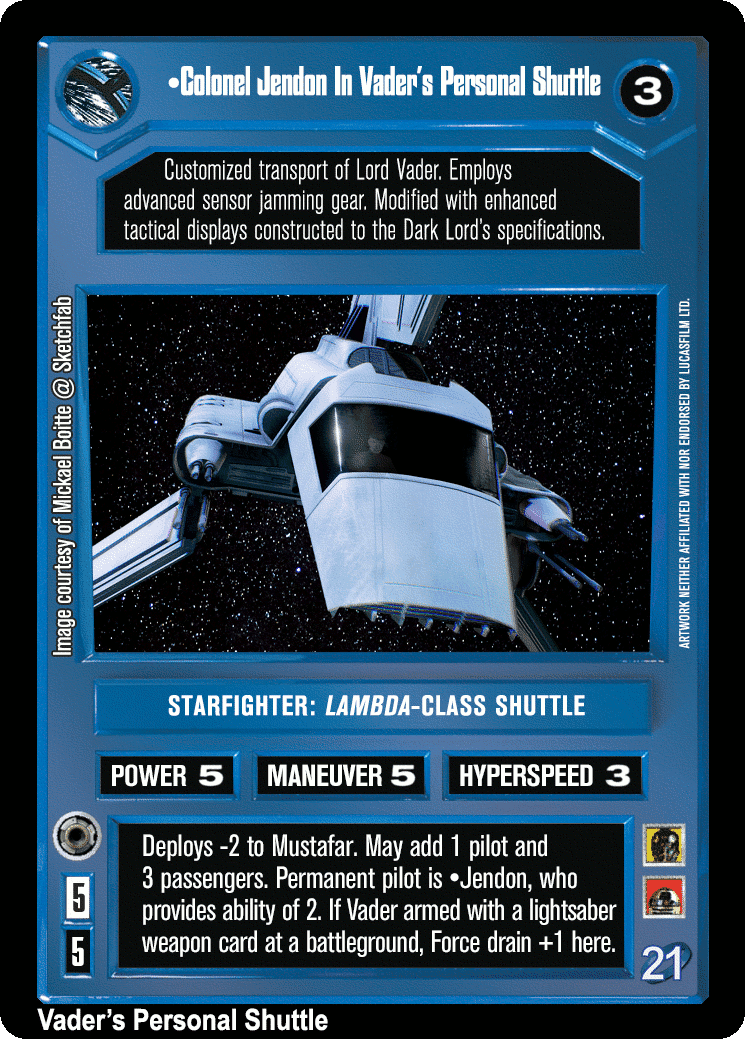 •Colonel Jendon In Vader's Personal Shuttle