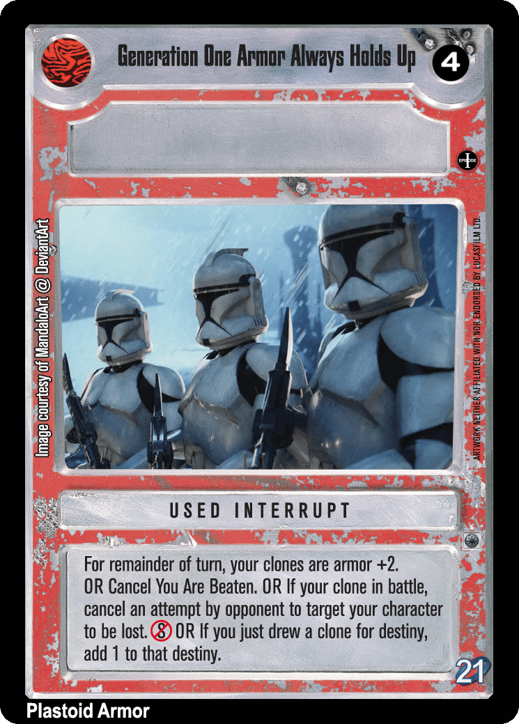 Generation One Armor Always Holds Up