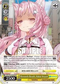 Research Result, Hakui Koyori (SR)